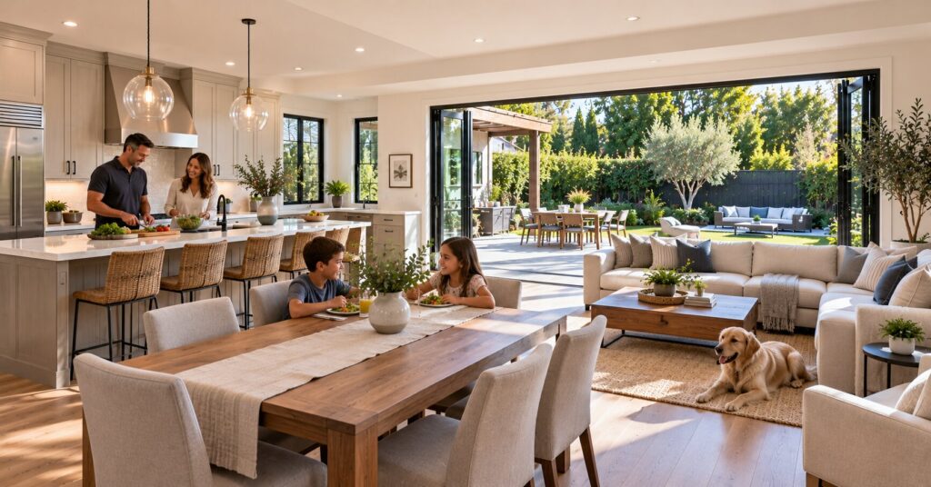 Family-enjoying-an-expanded-living-space-after-a-home-addition